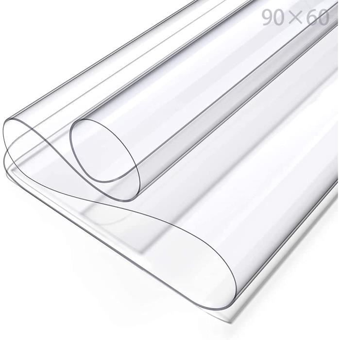 Nappe en PVC transparent, film de protection pour table (transparent-60 cm x 90 cm)