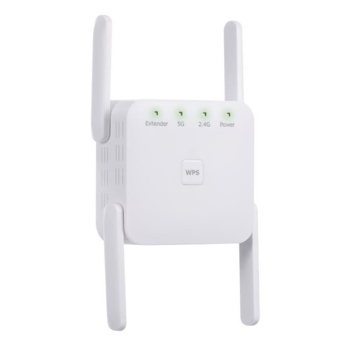 1200Mbps 2.4G 5G répéteur WiFi double fréquence WiFi Extender amplificateur de Signal sans fil blanc