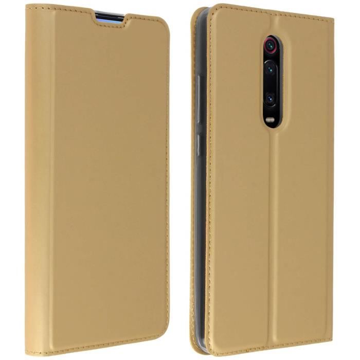 Housse Xiaomi Mi 9T Étui Folio Porte-carte Support Vidéo Or Jaune