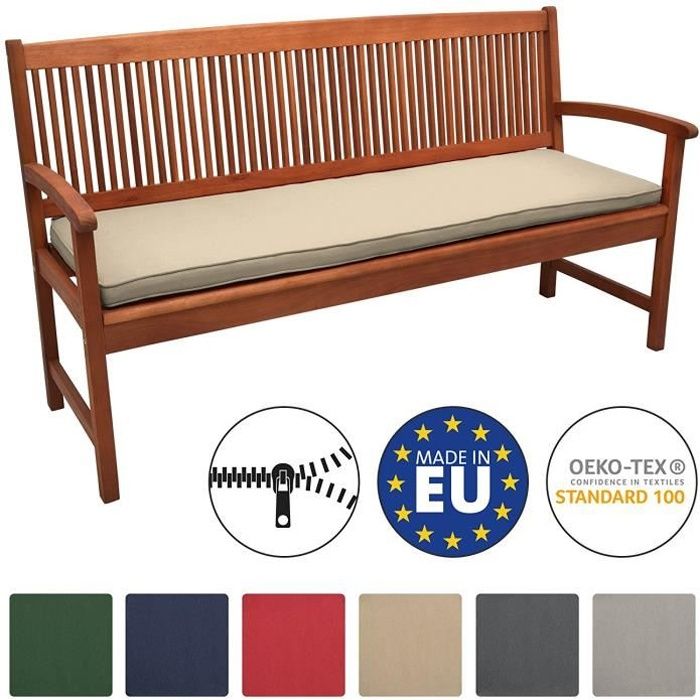 Beautissu Coussin Banc Banquette Loft BK 100x48x5 cm - Nature - Jardin Terrasse Balcon Extérieur - Haute qualité