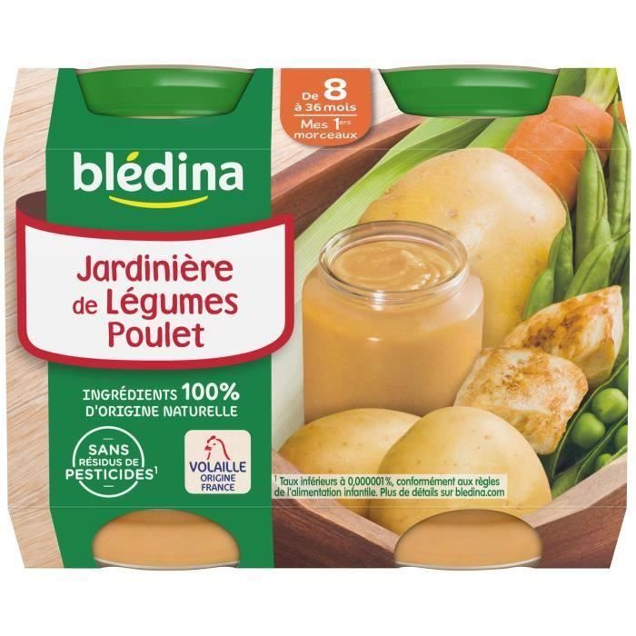 BLEDINA Petits pots Jardinière de légumes poulet - 2x200 g - Dès 8 mois (Lot de 3)