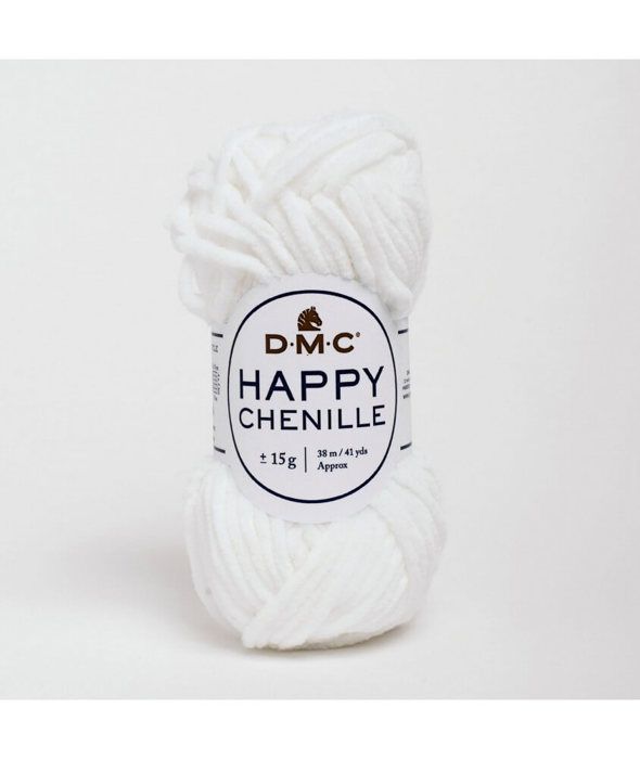 Pelote HAPPY CHENILLE pour Amigurumi, mini pelote 15g, DMC 20 Blanc