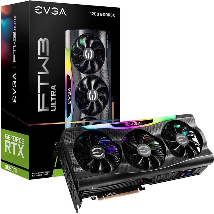 carte graphique RTX 3080 Ti FTW3 ULTRA 12G NVIDIA EVGA GeForce (12G-P5-3967-KR) LHR