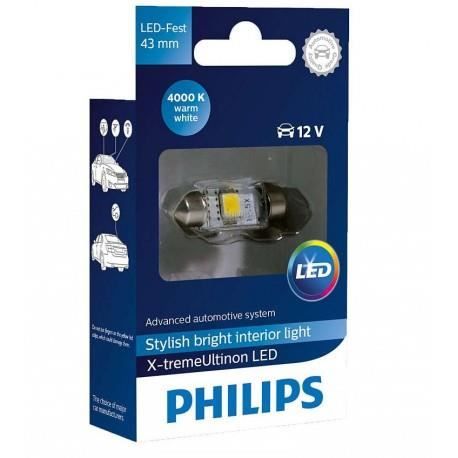 1x navette Philips 10.5x43 LED X-Treme Ultinon 4000K 12V C10W
