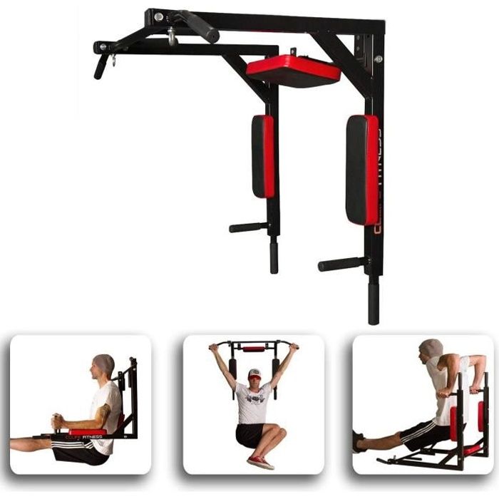 JEOBEST® Barre de Traction et Dips Murale, Chaise Romaine Murale, Barres de Traction Crossfit