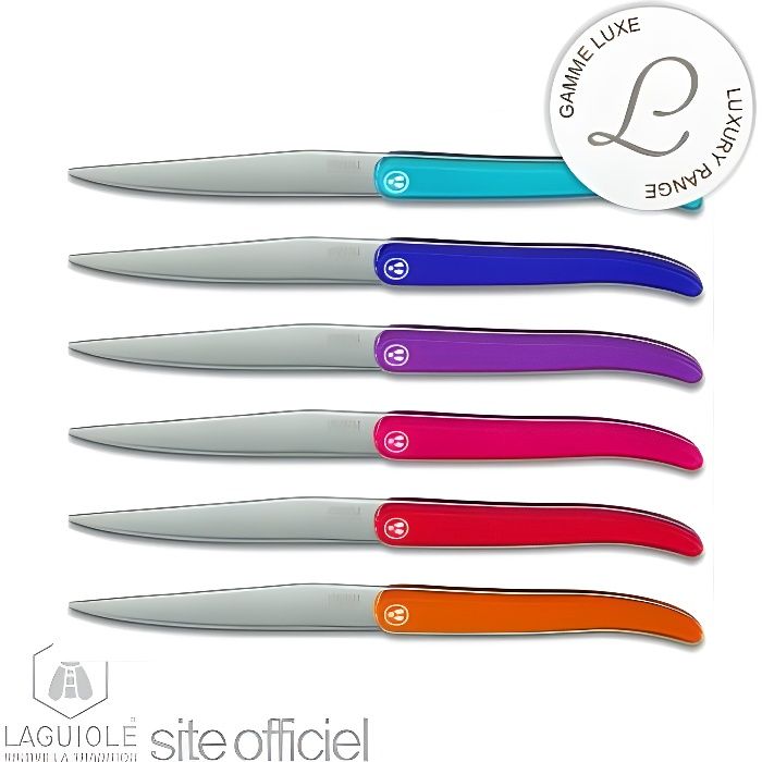 Coffret luxe 6 couteaux steak Cristal couleurs …