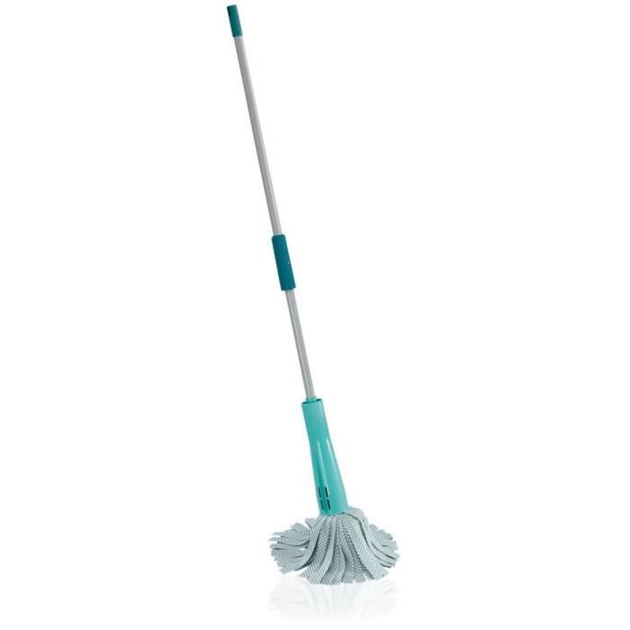 Balai lave sol Wringmop Leifheit 56710, balai de nettoyage, balai à franges avec système d'essorage intégré sur le manche