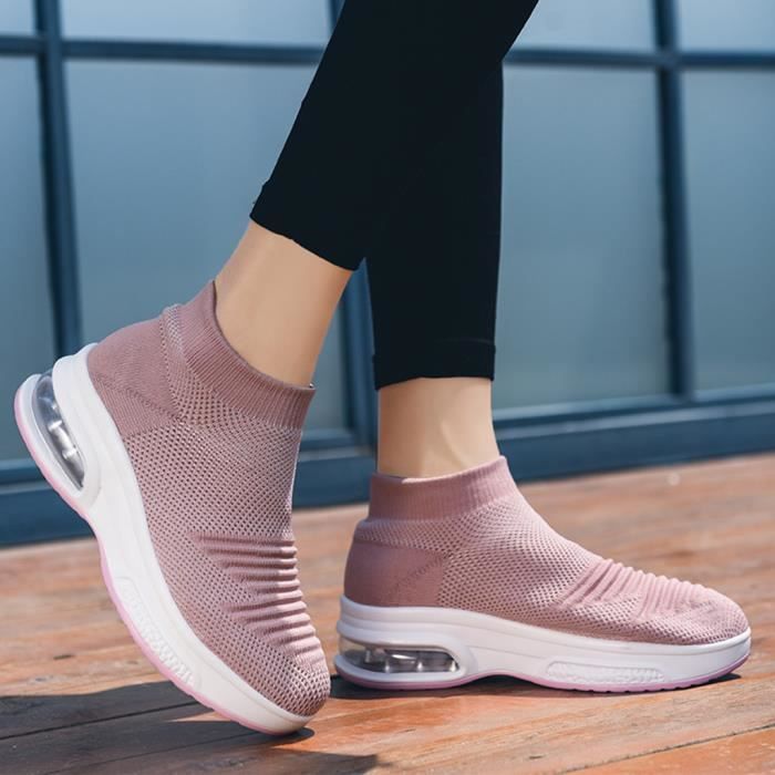 Mode féminine sans lacet décontracté sur plates-formes respirantes chaussures de course de sport baskets