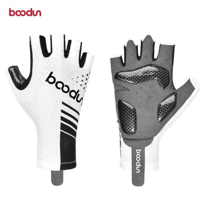 Gants vélo,Été hommes femmes route vélo gant cyclisme gants demi doigt anti dérapant antichoc Gel rembourré vélo - Type black white