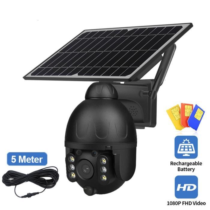 Solaire PTZ caméra extérieure 4G carte SIM 2MP détachable 9W panneau solaire batterie Cam détection de mouvement moniteur de sécurit