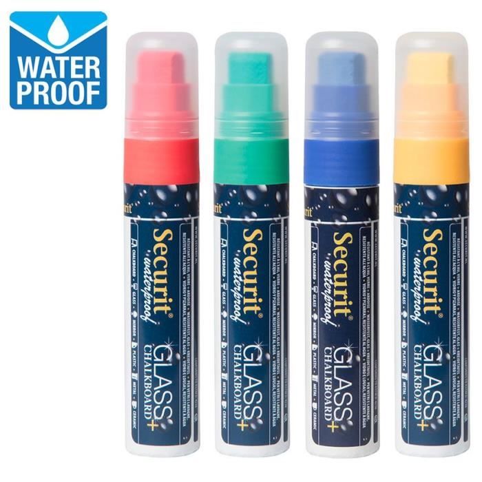 4 feutres craie couleur waterproof 2,7 Rouge, Vert, Bleu Et Jaune