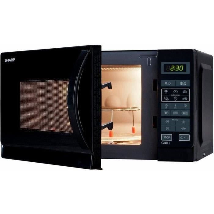 SHOT CASE - SHARP R-742BKW - Micro-ondes grill - Noir - 25L - 900 W - Grill 1000 W - Pose libre