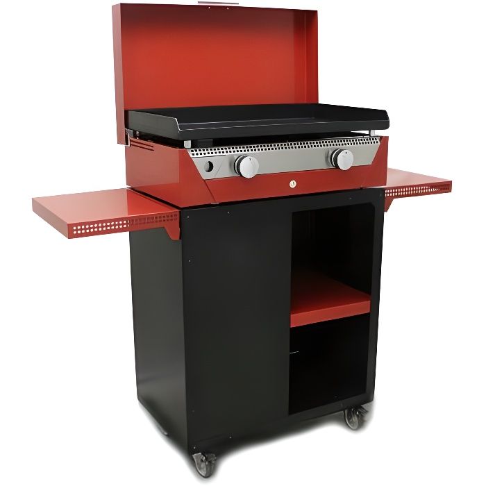 SIMOGAS Chariot en acier pour plancha Rainbow - Noir et rouge