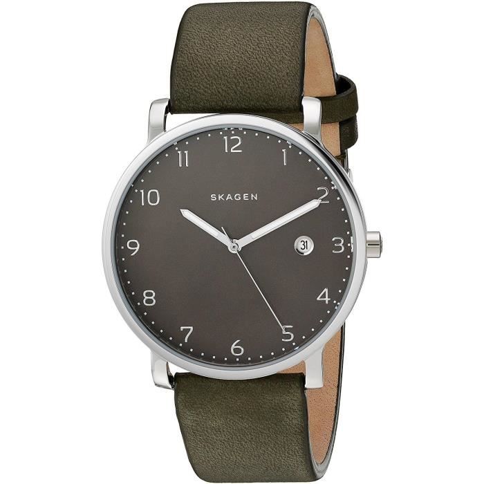 SKAGEN HOMME 40MM BRACELET CUIR BOITIER ACIER INOXYDABLE QUARTZ MONTRE SKW6306