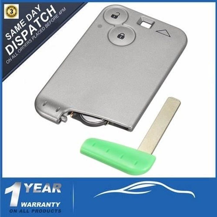 2 Boutons Carte Télécommande Plip Clé Key 433Mhz Pour Renault Laguna Espace ID46