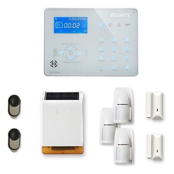 Alarme maison sans fil ICE-B 2 à 3 pièces mouvement + intrusion + sirène extérieure solaire - Compatible Box internet