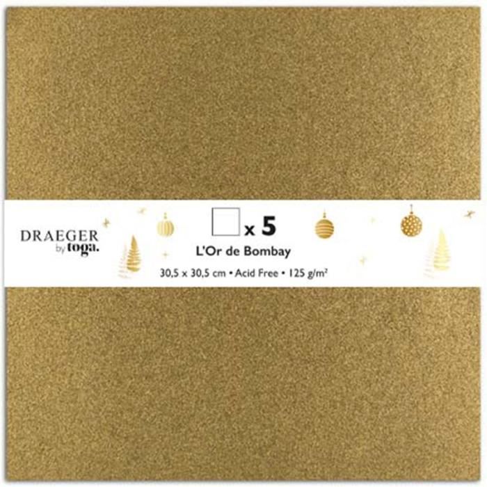 Papier Scrapbooking Toga - Doré pailleté - 30,5 x 30,5 cm - 5 pcs