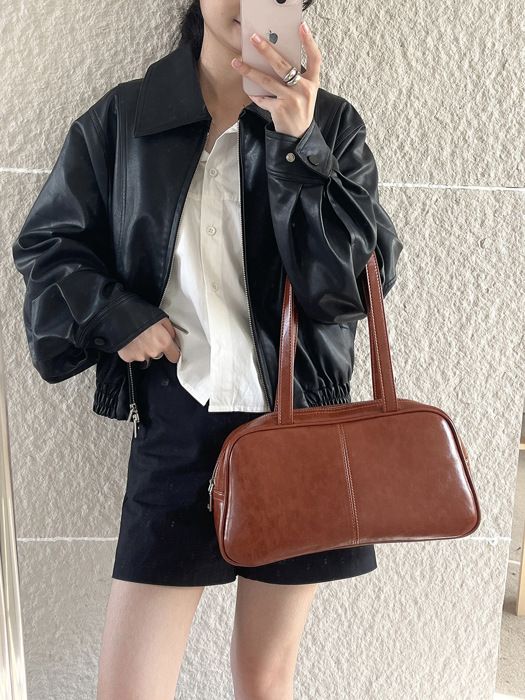 Sac à Main Femme Cuir PU Imprimé Dalmatien - Pochette Zip, Dragonne, Grand Capacité, Tendance Quotidien