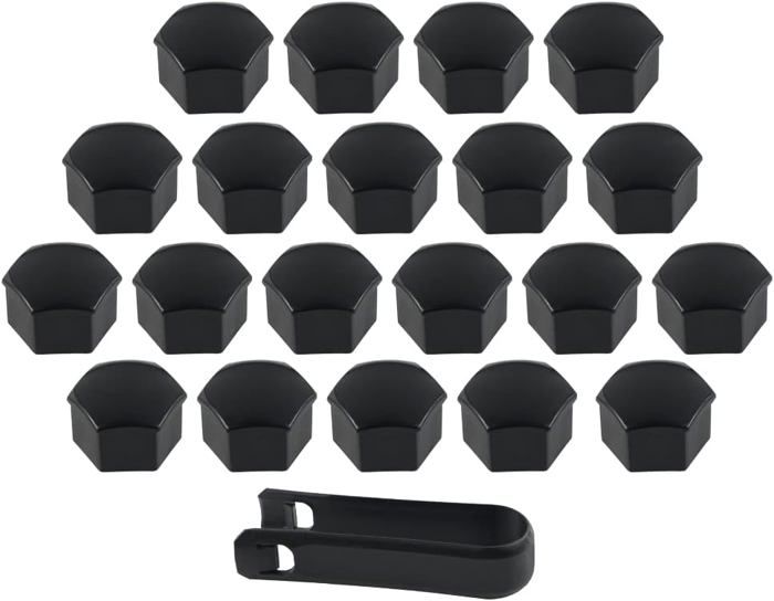 20 Cache-écrous De Roue Universels 21 Mm - Plastique ABS, Rouge/bleu/argent - Faciles à Clipser, Avec Outil De Retrait