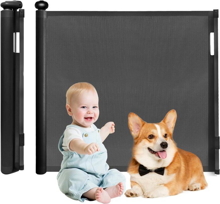 Barrière D'escalier Rétractable Pour Bébé - Extensible Jusqu'à 125 Cm, Hauteur 68 Cm, Installation Sans Perçage