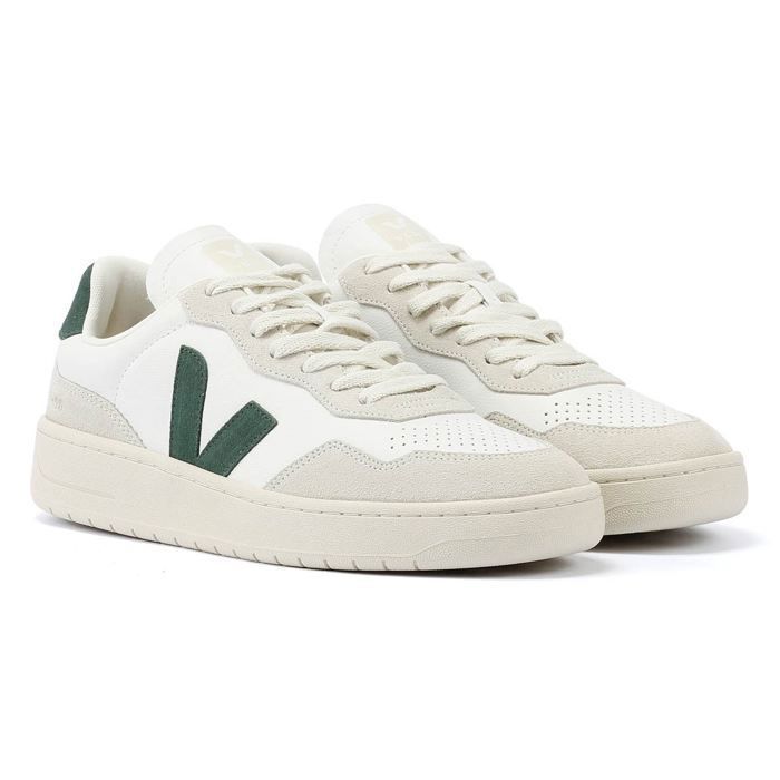 Veja V 90 Baskets Hommes Blanches Vertes En Cuir EUR 41
