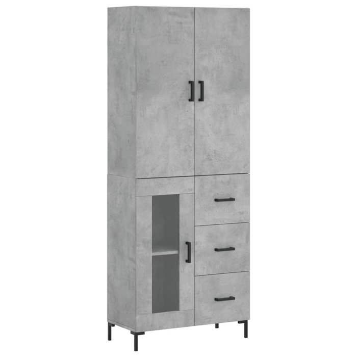 Buffet bas armoire commode Buffet haut meuble de rangement Gris béton 69 5x34x180cm Bois dingénierie 8046130 FrenchDays