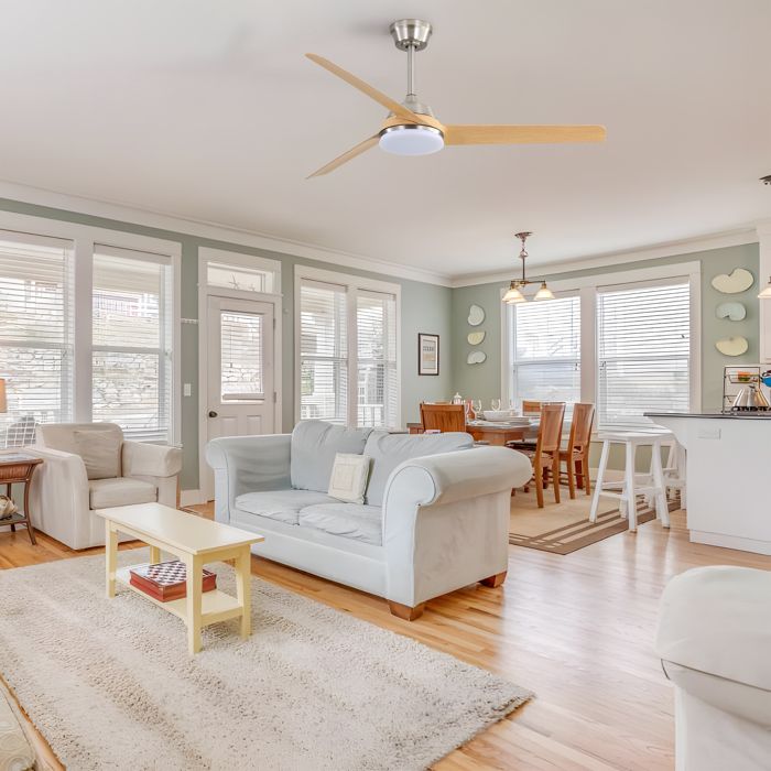 Ventilateur de plafond de 52 pouces - REDOM - Avec éclairage LED 22 W télécommande 5 pales en ABS - Nickel brossé - Redom