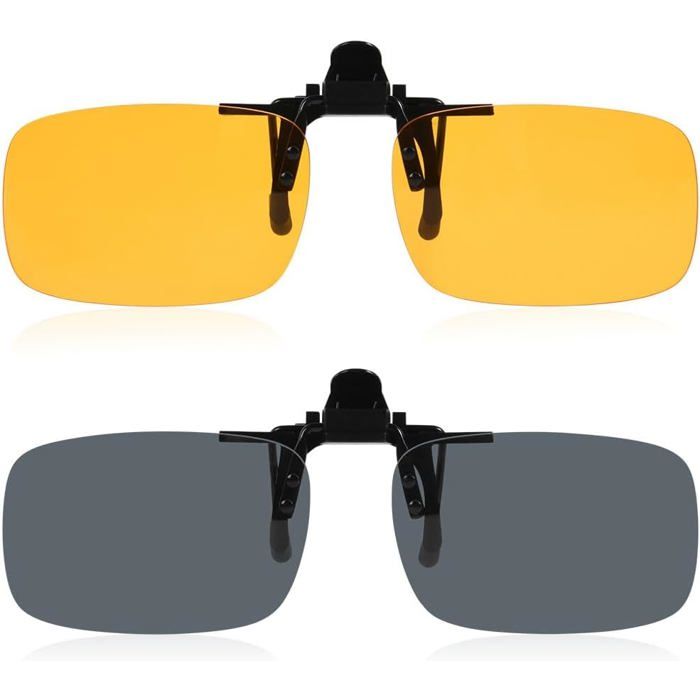 Clip Lunettes Conduite Nuit - Verres Jaunes Polarisés - Réduction
