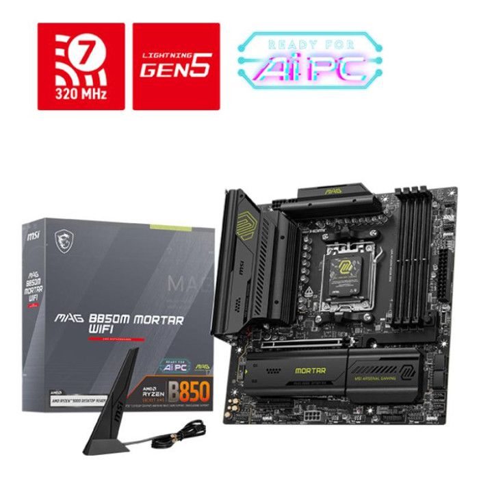 MSI MAG B850M MORTAR WIFI carte mère AMD B850 Emplacement AM5 micro ATX Neuf - vue 4