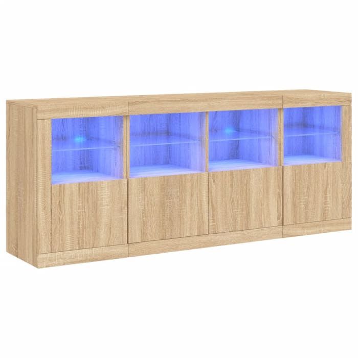 Bestseller Buffet/Commode/Sidebord - CLOUD - avec lumières LED - chêne sonoma 163x37x67 cm FR370