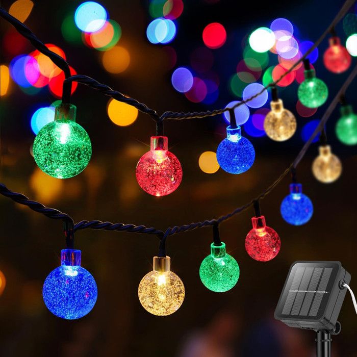 Rosnek Guirlande Lumineuse Solaire Extérieure 5m 20LED avec 2 modes Lampe Multicolore Jardin IP65 Étanche pour Noël Fête Décor