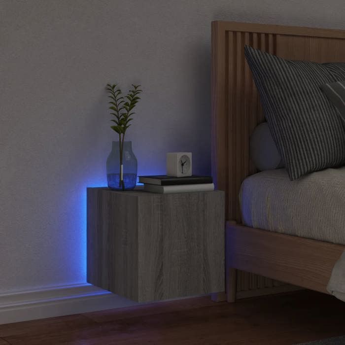 XINWO Meuble TV，Armoire TV Banc TV - mural avec lumières LED - sonoma gris 30 5x35x30 cm @375