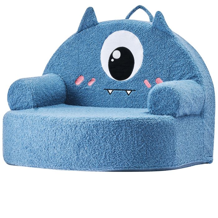 Fauteuil Enfant Confortable Style Monstre-Duoku-Chaise en Mousse avec Accoudoirs-Sofa Tout-petits Déhoussable et Lavable-Bleu