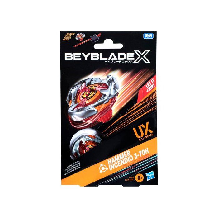 Coffret Toupie - Beyblade X Hammer Incendio 3-70H - Set Toupie + Lanceur - Type Equilibre + 1 Carte