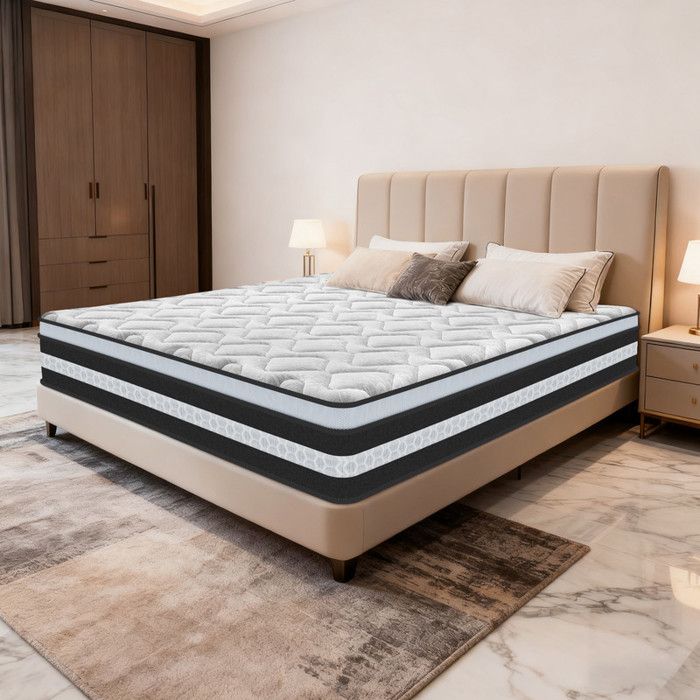 Matelas 160x200 Matelas à Ressorts Ensachés Isolation des Mouvements Respirant Durable Ép 28 cm Convient à Toutes les Saisons