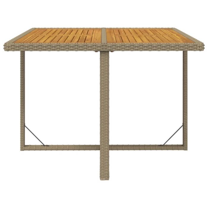 Black Friday Table à dîner de jardin BURKE 2/4 PERSONNES Beige 109x107x74 cm Résine tressée bois massif TTT177