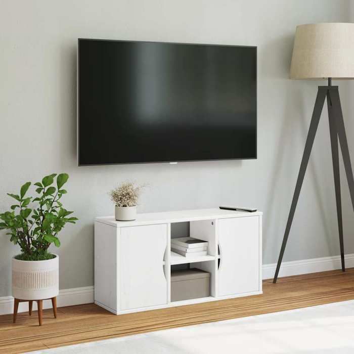 Printemps 2026 SoldesArmoire TV/TABLE TV - Blanc - NEUF - Meuble TV ODDA blanc 79x24x40 cm bois massif pin 2_339931