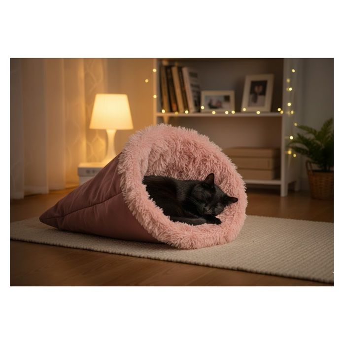 Couchage panier tout doux pour chat 60 cm Ayco rose