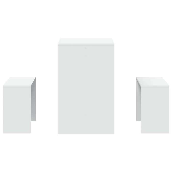 Remise 2026®Table cuisine 2 personnes + 2 chaises Blanc - Ensemble table à manger et bancs 3pcs - blanc - Bois dingénierie 441 6