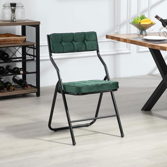 Lot de 2 Chaises Pliantes - BELLEMAVE - Chaises de Salle à Manger avec Coussin - Sans Montage - pour Invités Bureau Fêtes - Vert