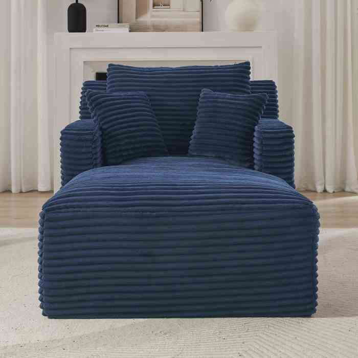 Fauteuil Togo Sofa en velours côtelé - Chaise longue relax moderne sans montage pour salon et appartement-Bleu