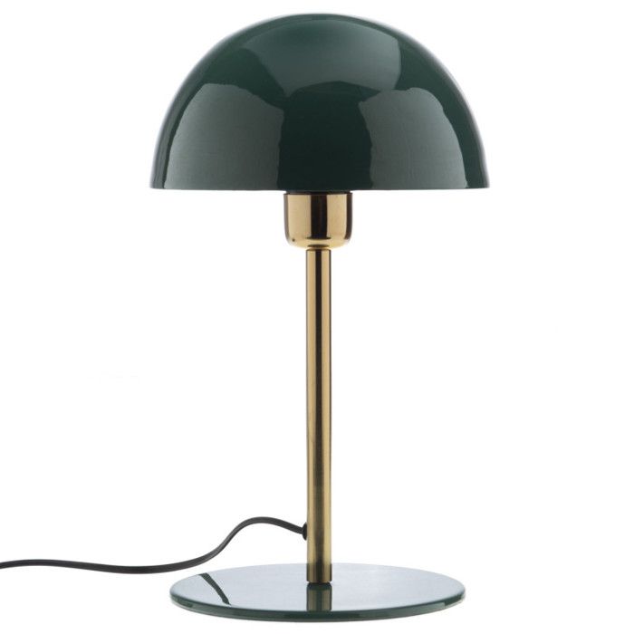 Lampe à poser design tige dorée &amp  abat-jour Vert foncé - Taille: 36x20cm - Coloris: Vert foncé
