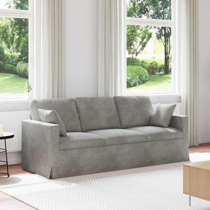 Haute Qualité Canapé de repos moderne - SWEETY - pour salon/chambre - Gris clair 198x78x80cm Velours C95017