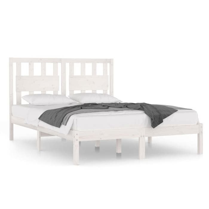 Mode Meuble de chambre - vidaxl - Cadre de lit sans matelas - blanc bois massif 140x190 cm - pour maison N1B13054