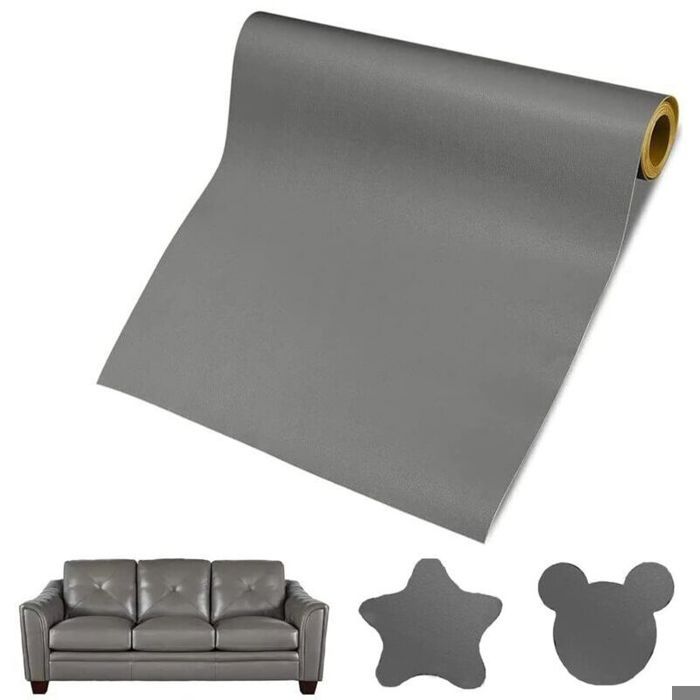 (Gris) Cuir Autocollant Canape Patch de Réparation en Cuir 50