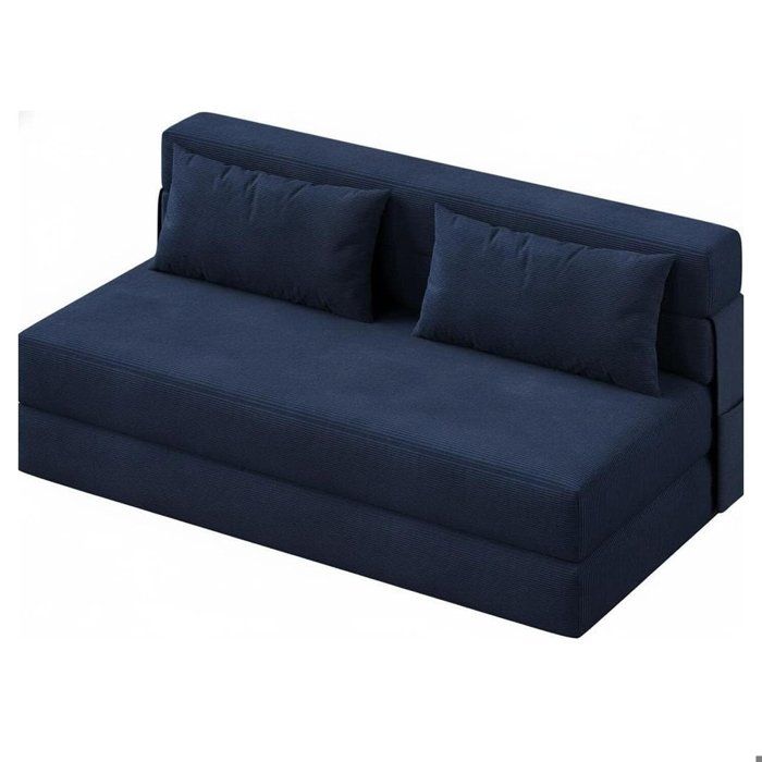 CANAPE CONVERTIBLE-Canapé-lit pliant convertible futon moderne avec coussin fauteuil lounge portable pour petit salon Bleu marine
