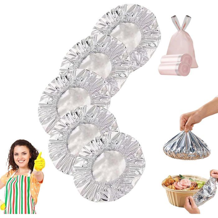 Couvercles Réutilisables en Aluminium Élastique pour Récipients Couvre-plats Extensibles pour Assiettes et Bols Idéal pour Pique-n