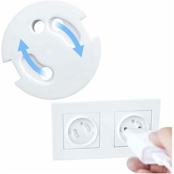 Cache Prise Bébé Français-Protection Prises Bebe-Caches Prises Electrique-Sécurité Enfant-Mécanisme Tournant，10Pcs