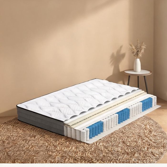 Matelas 160x200 cm fermeté H3 7 zones 1000 ressorts ensachés mousse et ressorts ton gris