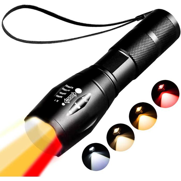 Lampe de poche à Lumière rouge rechargeable Lumières chaude 1800k photographique lumière blanche et jaune lumière ambrée et rouge 4
